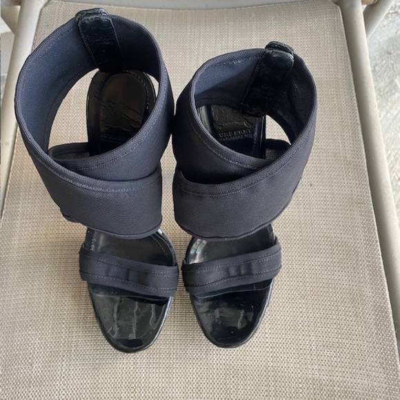 Burberry Black Ankle Wrap Heels Mesh EUC - Picture 4 of 13